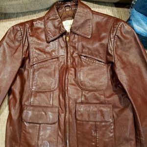 Pacific trail mens brown sportswear leather jacket, size 40, plenty of pockets